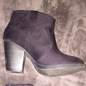 Black faux suede ankle bootie